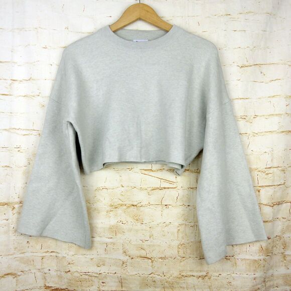 Princess Polly Crop Bell Sleeves Sweater Womens XS Gray Girl Soldier Relaxed - Picture 4 of 11